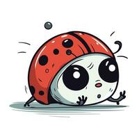 Cute cartoon ladybug. Vector illustration isolated on white background.