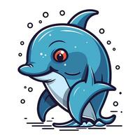 Cartoon dolphin. Vector illustration of a cute cartoon dolphin isolated on white background.