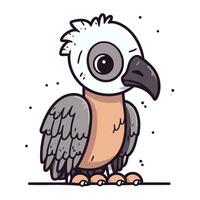 Griffon vulture cartoon vector illustration. Cute bird character.