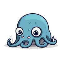 Cute octopus cartoon character. Vector illustration isolated on white background.