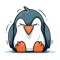 Cute penguin cartoon. Vector illustration. Isolated on white background.