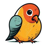 Illustration of a cute little parrot on a white background. vector