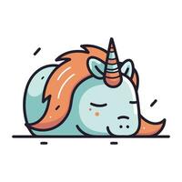 Cute unicorn doodle. Colorful vector illustration in flat cartoon style