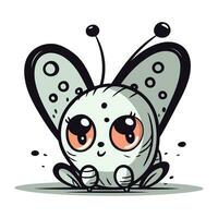 Funny cartoon butterfly with big eyes. Vector illustration on white background.