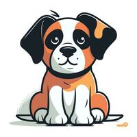 Cute cartoon dog sitting isolated on white background. Vector illustration.