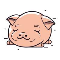 Cute piglet. Vector illustration. Isolated on white background.