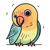 Cute parrot. Vector illustration. Isolated on white background.