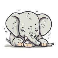 Cute elephant vector illustration. Isolated on a white background.