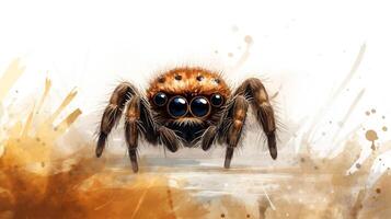 a cute little Spider in watercolor style. Generative AI photo