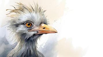 a cute little Secretary Bird in watercolor style. Generative AI photo