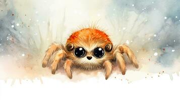 a cute little Spider in watercolor style. Generative AI photo