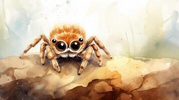 a cute little Spider in watercolor style. Generative AI photo