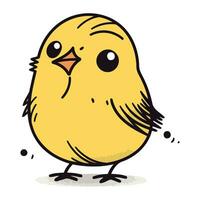 Cute cartoon yellow chick on white background. Vector hand drawn illustration.