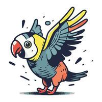 Cartoon parrot. Vector illustration. Isolated on white background.