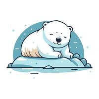 Polar bear sleeping on ice. Vector illustration in cartoon style.