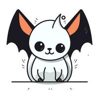 Cute cartoon kawaii vampire bat. Halloween vector illustration.