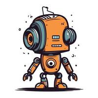 Cartoon robot with headphones. Vector illustration of a cartoon robot.