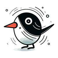 Hand drawn cute penguin. Vector illustration. Isolated on white background.