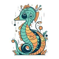 Cute cartoon seahorse. Colorful vector illustration for your design