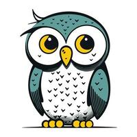 Owl vector illustration on white background. Cute cartoon owl.