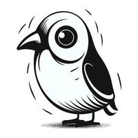 illustration of a black and white bird on a white background. vector