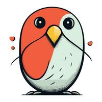 Cute cartoon red bird isolated on white background. Vector illustration.