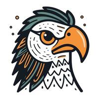 Eagle head. Vector illustration in doodle style on white background.