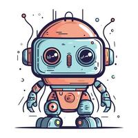 Cute cartoon robot with headphones. Vector illustration for your design.