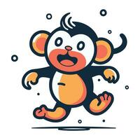 Cute cartoon monkey. Vector illustration. Isolated on white background.