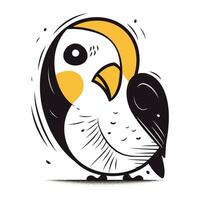 Cute parrot in cartoon style. Vector illustration on white background.