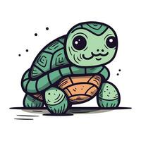 Cute cartoon tortoise. Vector illustration of a funny tortoise.