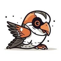 Cartoon illustration of cute little bullfinch bird. Vector clip art.