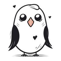 Cute cartoon penguin with heart. Vector illustration isolated on white background.