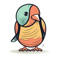 Cute cartoon colorful parrot isolated on white background. Vector illustration.
