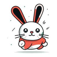 Cute cartoon bunny character. Vector illustration in flat design style.
