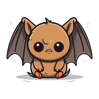 Cute little bat cartoon vector illustration. Isolated on white.