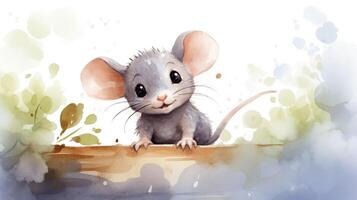 a cute little Rat in watercolor style. Generative AI photo