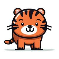 Cute cartoon tiger character. Vector illustration in doodle style.