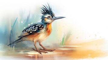 a cute little Roadrunner in watercolor style. Generative AI photo