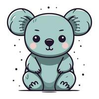 Cute cartoon koala sitting on the ground. Vector illustration.