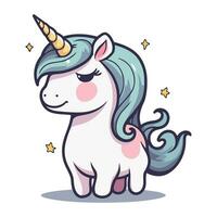 Unicorn cute character. Vector illustration isolated on white background.