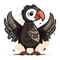 Cartoon illustration of a cute black vulture. Vector clip art.