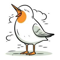 Vector illustration of a seagull in the clouds. Cartoon style.