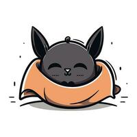 Cute cartoon hare sleeping in a pillow. Vector illustration.