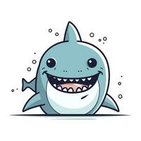 Cute cartoon shark. Vector illustration isolated on a white background.