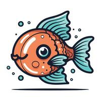 dibujos animados pescado personaje. vector ilustración de un linda dibujos animados pez.