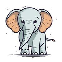 Cute cartoon elephant. Vector illustration isolated on a white background.