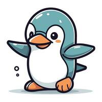 Penguin Cartoon Mascot Character Vector Illustration. Cute Penguin Animal Character