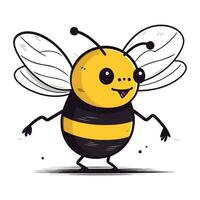 Cute cartoon bee isolated on a white background. Vector illustration.