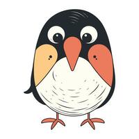 Cute cartoon penguin. Hand drawn vector illustration isolated on white background.